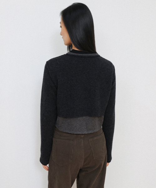 LEVAR(レバー)の「Overlay Wool Knit - Charcoal(ニット/セーター・レディース・ライトグレー・FREE)」の3枚目の写真
