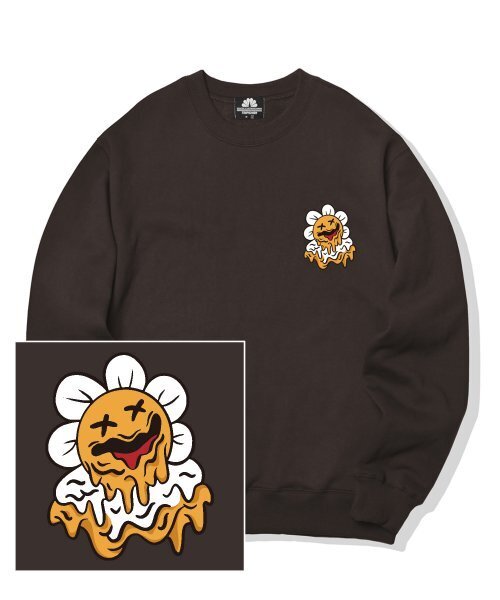 MELTING DAISY LOGO Crew Neck - Brown