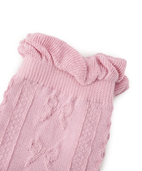 SHOO・LA・RUE（シューラルー）の「フロートリボン柄クルー丈ソックス（ソックス/靴下・キッズ・アイボリー/ピンク系/ブラック・79/75）」の4枚目の写真