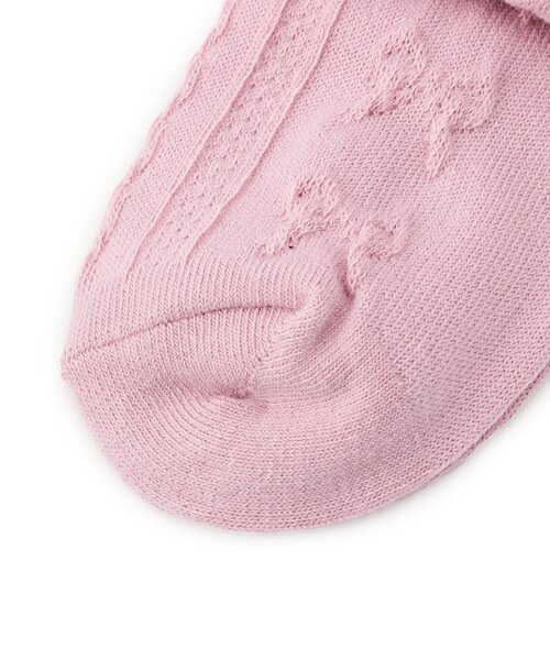 SHOO・LA・RUE（シューラルー）の「フロートリボン柄クルー丈ソックス（ソックス/靴下・キッズ・アイボリー/ピンク系/ブラック・79/75）」の5枚目の写真