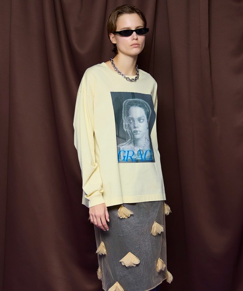 MAISON SPECIAL(メゾンスペシャル)の「GRACE Print Long Tee/GRACEプリントロンTEE(Tシャツ/カットソー・レディース・ホワイト/イエロー/チャコールグレー・FREE)」の20枚目の写真