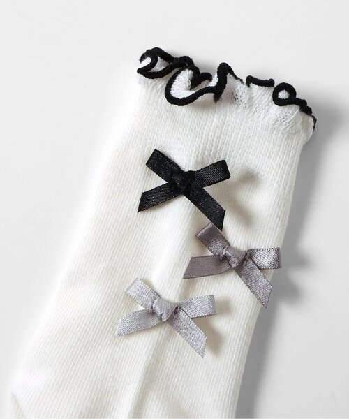 apres les cours（アプレレクール）の「後ろリボンメローソックス（ソックス/靴下・キッズ・ブラック/ピンク/アイボリー・12/15 /18/21）」の11枚目の写真
