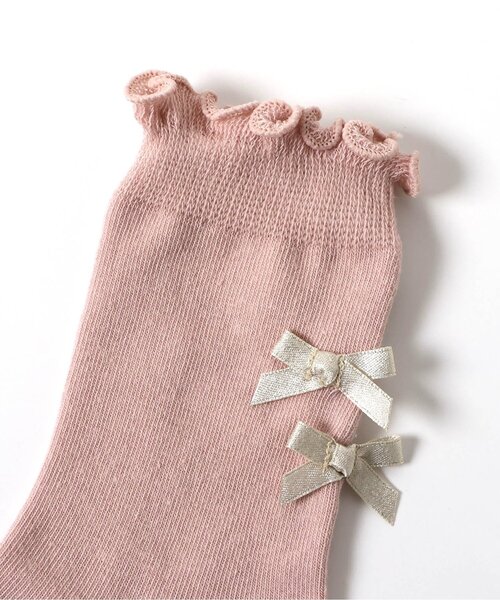apres les cours（アプレレクール）の「後ろリボンメローソックス（ソックス/靴下・キッズ・ブラック/ピンク/アイボリー・12/15 /18/21）」の12枚目の写真