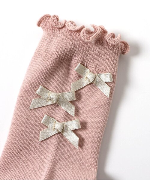 apres les cours（アプレレクール）の「後ろリボンメローソックス（ソックス/靴下・キッズ・ブラック/ピンク/アイボリー・12/15 /18/21）」の13枚目の写真