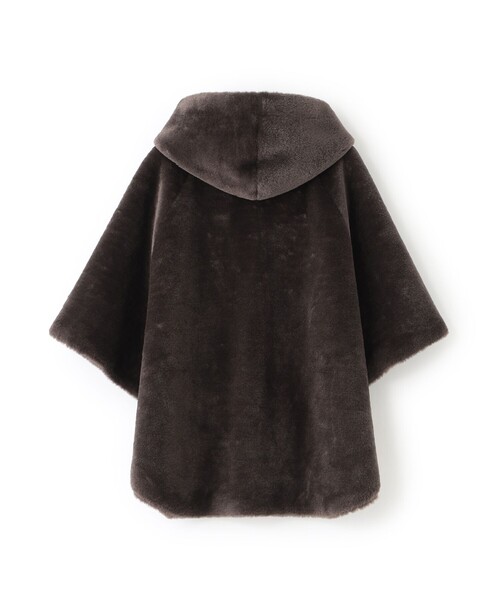 12/27お値下げしました！45R ダークブラウン リバーシブル ポンチョ 2WAYリバーシブル】ショートファーリバーシブルポンチョ（ポンチョ