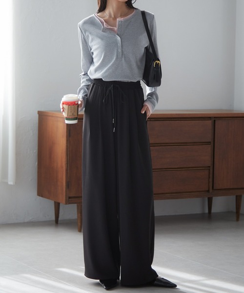 RANAN（ラナン）の「【全骨格◎/体型拾わず美脚見え】とろみ2タックイージーパンツ【4サイズ展開 S/M/L/LL】【イージーケア】（その他パンツ・レディース・アイボリー/ブラック/ブラウン/チャコール・L/LL/M/S）」の7枚目の写真