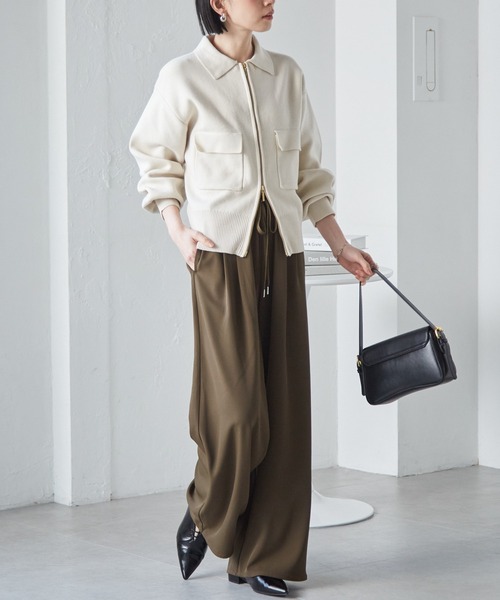 RANAN（ラナン）の「【全骨格◎/体型拾わず美脚見え】とろみ2タックイージーパンツ【4サイズ展開 S/M/L/LL】【イージーケア】（その他パンツ・レディース・アイボリー/ブラック/ブラウン/チャコール・L/LL/M/S）」の12枚目の写真