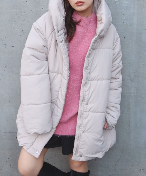 CECIL McBEE(セシルマクビー)の「中綿ラグランミドルコート(ダウンジャケット/コート・レディース・アイボリー/ブラック/ライトグレー・MEDIUM/LARGE)」の3枚目の写真