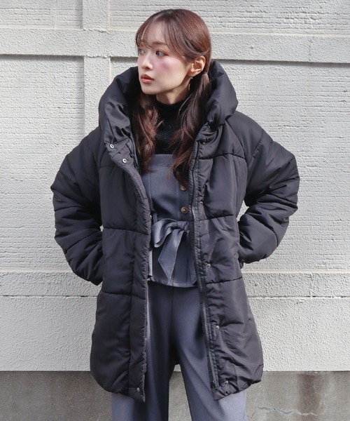 CECIL McBEE(セシルマクビー)の「中綿ラグランミドルコート(ダウンジャケット/コート・レディース・アイボリー/ブラック/ライトグレー・MEDIUM/LARGE)」の6枚目の写真