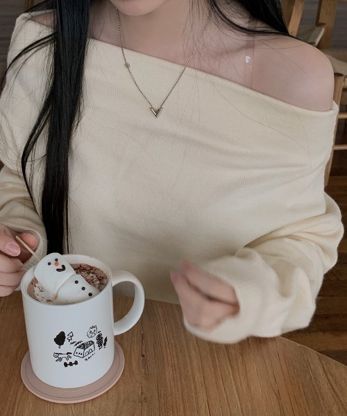 Aelina(エリナ)の「オフショルダー長袖トップスハイウエストワイドパンツセットアップ(セットアップ・レディース・アイボリー/グレー/ブラック・FREE)」の18枚目の写真