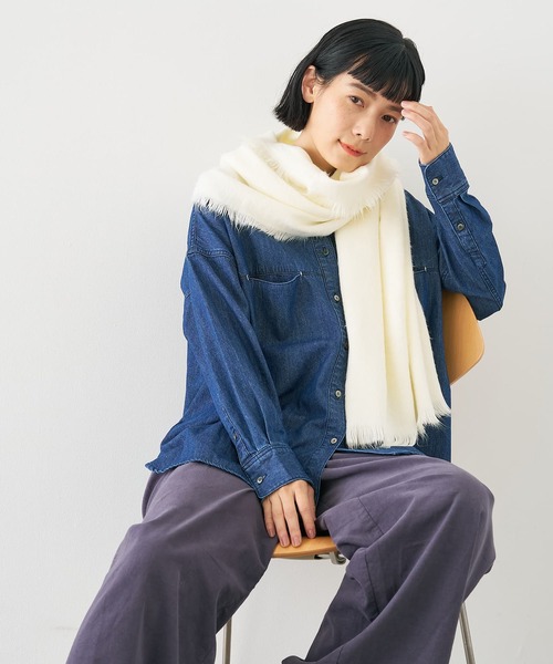 collex(コレックス)の「シャギーストール(ストール/ショール・レディース・アイボリー/ピンク/ネイビー・フリー)」の7枚目の写真