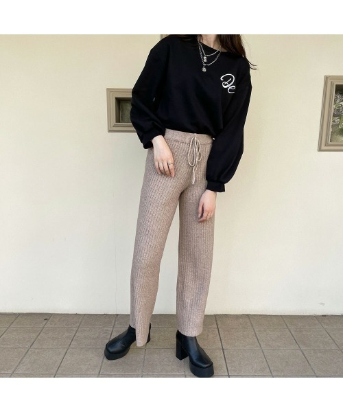 GORGE(ゴージ)の「《美脚×らくちん》レディース リブニット ワイドパンツ 体型カバー 秋冬(その他パンツ・レディース・モカ/ブラック・F)」の12枚目の写真