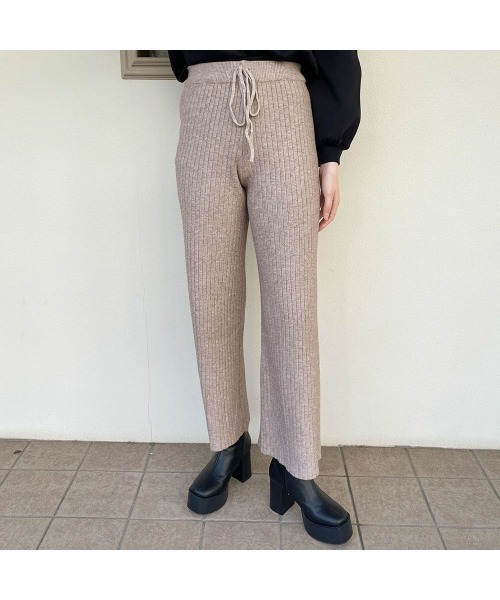 GORGE(ゴージ)の「《美脚×らくちん》レディース リブニット ワイドパンツ 体型カバー 秋冬(その他パンツ・レディース・モカ/ブラック・F)」の3枚目の写真