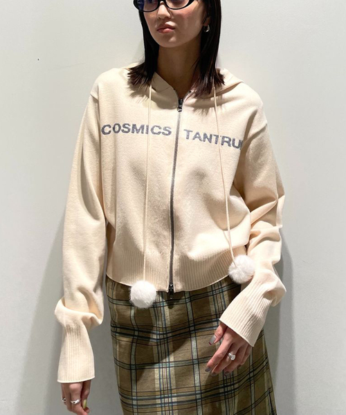 Oriens JOURNAL STANDARD(オリエンス ジャーナルスタンダード)の「レタリングニットフーディー(ニット/セーター・レディース・ネイビー/ホワイト・FREE)」の2枚目の写真