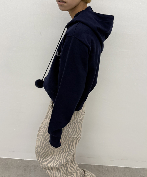 Oriens JOURNAL STANDARD(オリエンス ジャーナルスタンダード)の「レタリングニットフーディー(ニット/セーター・レディース・ネイビー/ホワイト・FREE)」の8枚目の写真