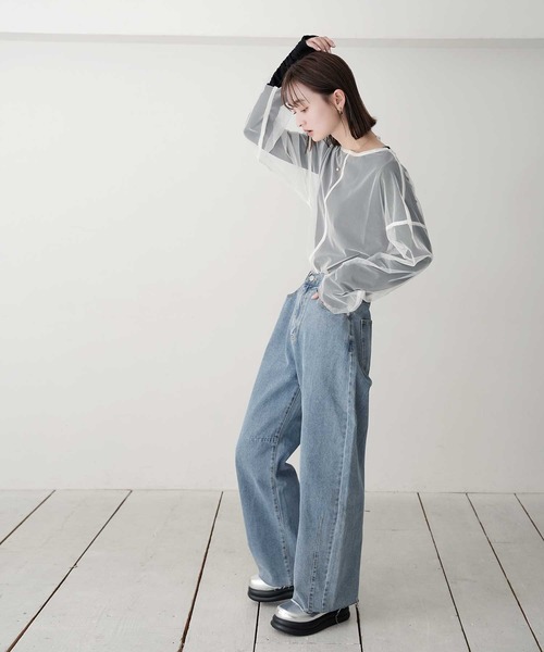 Bulue.(ブルー)の「【Bulue.】シアートップス(Tシャツ/カットソー・レディース・グレイッシュベージュ/オフホワイト/ブラック・FREE)」の22枚目の写真
