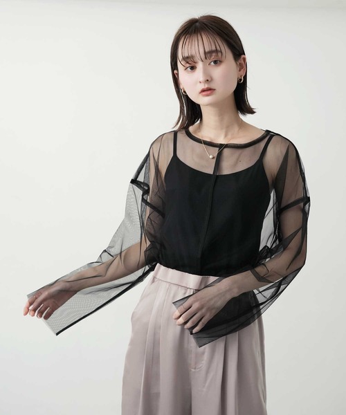 Bulue.(ブルー)の「【Bulue.】シアートップス(Tシャツ/カットソー・レディース・グレイッシュベージュ/オフホワイト/ブラック・FREE)」の16枚目の写真