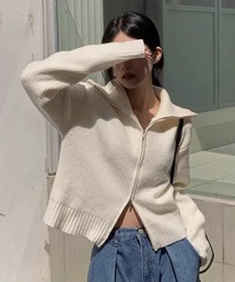 ※ハイネック ダブルジップ ニット
