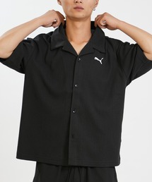 PUMA/プーマ メンズ 半袖 Tシャツ 襟付き ワッフル生地 ワンポイント ロゴ 636809