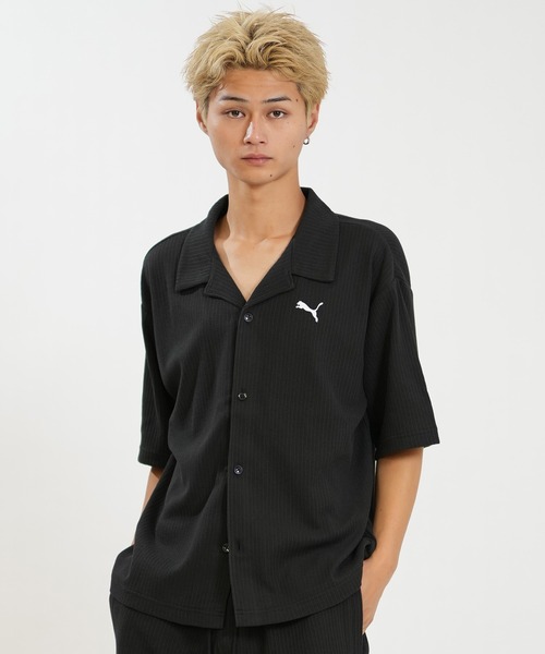 PUMA(プーマ)の「PUMA/プーマ メンズ 半袖 Tシャツ 襟付き ワッフル生地 ワンポイント ロゴ 636809(Tシャツ/カットソー・メンズ・ブラック/グレイッシュベージュ・XL/M/L)」の4枚目の写真