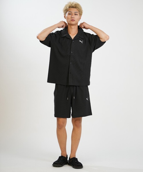 PUMA(プーマ)の「PUMA/プーマ メンズ 半袖 Tシャツ 襟付き ワッフル生地 ワンポイント ロゴ 636809(Tシャツ/カットソー・メンズ・ブラック/グレイッシュベージュ・XL/M/L)」の6枚目の写真
