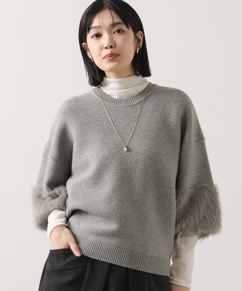 Torrazzo Donna（トラッゾドンナ）の「前後２ｗａｙ袖シャギーニット（ニット/セーター・レディース・ブラック/グレー・FREE）」の15枚目の写真