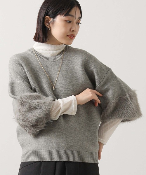 Torrazzo Donna（トラッゾドンナ）の「前後２ｗａｙ袖シャギーニット（ニット/セーター・レディース・ブラック/グレー・FREE）」の18枚目の写真