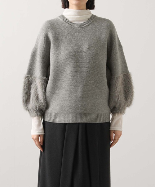 Torrazzo Donna（トラッゾドンナ）の「前後２ｗａｙ袖シャギーニット（ニット/セーター・レディース・ブラック/グレー・FREE）」の19枚目の写真