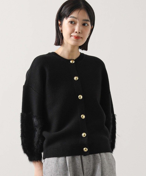 Torrazzo Donna（トラッゾドンナ）の「前後２ｗａｙ袖シャギーニット（ニット/セーター・レディース・ブラック/グレー・FREE）」の7枚目の写真