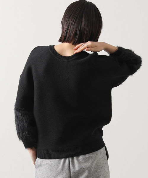 Torrazzo Donna（トラッゾドンナ）の「前後２ｗａｙ袖シャギーニット（ニット/セーター・レディース・ブラック/グレー・FREE）」の9枚目の写真