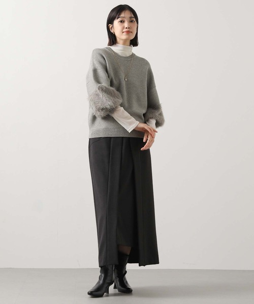 Torrazzo Donna（トラッゾドンナ）の「前後２ｗａｙ袖シャギーニット（ニット/セーター・レディース・ブラック/グレー・FREE）」の14枚目の写真