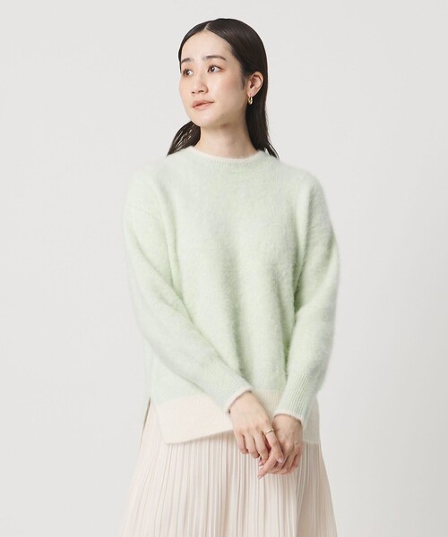 フォックスカシミヤ バイカラー クルーネックニット（ニット/セーター