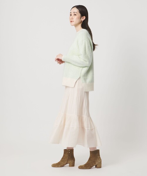 フォックスカシミヤ バイカラー クルーネックニット（ニット/セーター