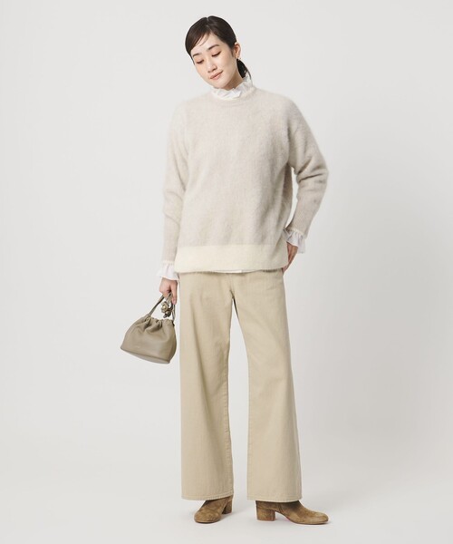 フォックスカシミヤ バイカラー クルーネックニット（ニット/セーター