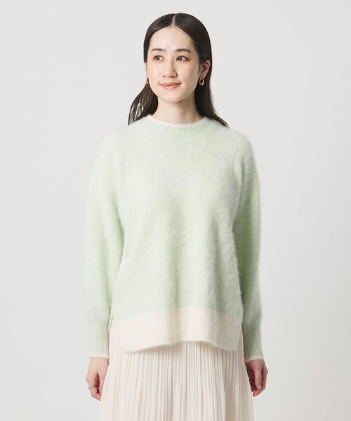 UNITED ARROWSフォックスカシミヤクルーネックニット23AWバイカラー フォックスカシミヤ バイカラー クルーネックニット