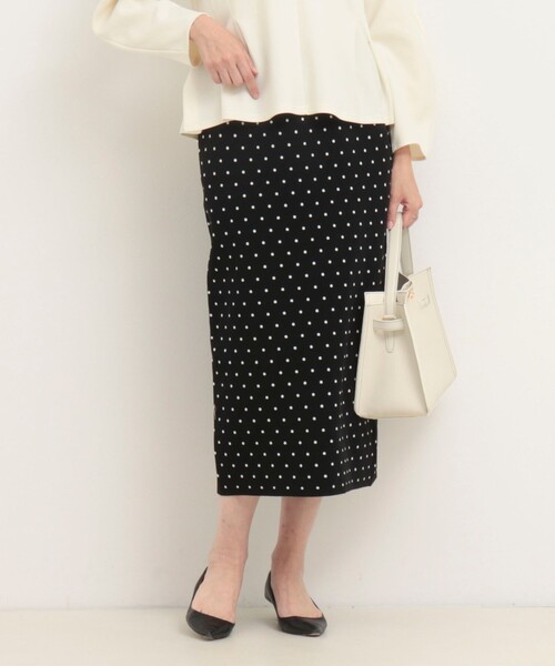 MICO COULIER（ミコクリエ）の「《セットアップ対応》エステルニットドットスカート（スカート・レディース・ライトグレー/ブラック・38）」の11枚目の写真