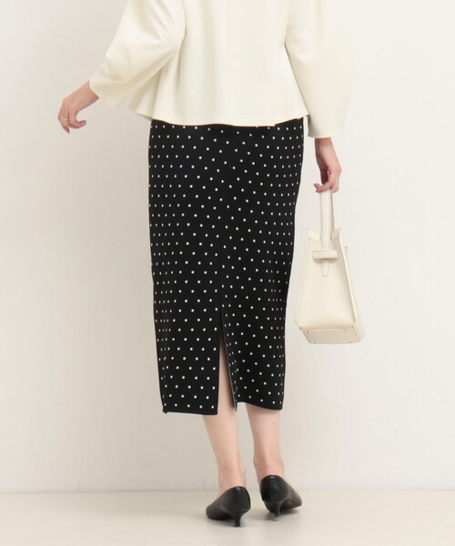 MICO COULIER（ミコクリエ）の「《セットアップ対応》エステルニットドットスカート（スカート・レディース・ライトグレー/ブラック・38）」の16枚目の写真