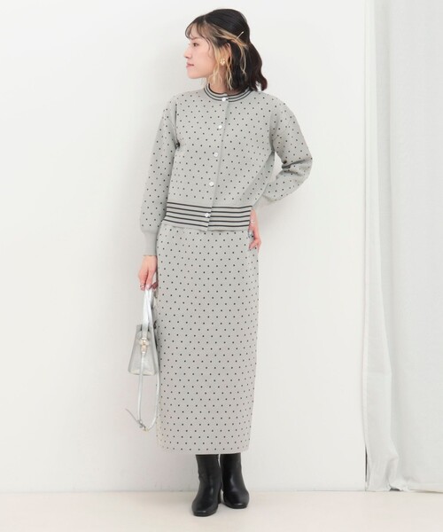 MICO COULIER（ミコクリエ）の「《セットアップ対応》エステルニットドットスカート（スカート・レディース・ライトグレー/ブラック・38）」の18枚目の写真