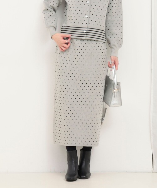 MICO COULIER（ミコクリエ）の「《セットアップ対応》エステルニットドットスカート（スカート・レディース・ライトグレー/ブラック・38）」の19枚目の写真