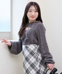 フード付き ニット」に該当するレディースのニット/セーター