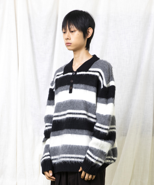 GLACK(グラック)の「GNT080 グッドウィルレトロストライプヘアリーニット (ブラック)(ニット/セーター・レディース・その他・MEDIUM/LARGE)」の5枚目の写真