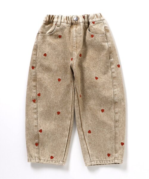 BREEZE(ブリーズ)の「ハート総柄 刺繍バレルパンツ_ジュニア対応(デニムパンツ・キッズ・ベージュ/ブラック・140/130/80/120/110/100/90)」の10枚目の写真
