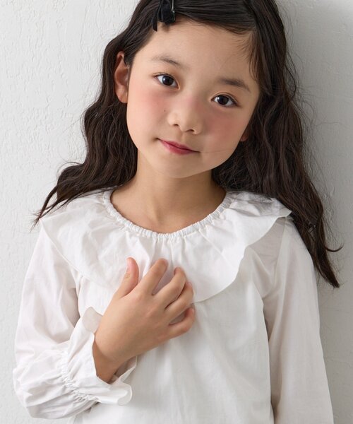 CIAOPANIC TYPY（チャオパニックティピー）の「【KIDS】【フォーマル・セレモニー】 洗えるフリル襟シャツブラウス（シャツ/ブラウス・キッズ・ホワイト・SMALL/MEDIUM）」の5枚目の写真