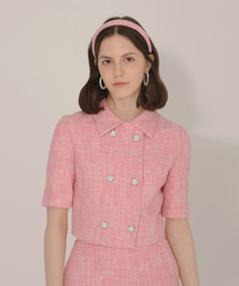 Crystal Buttons Detail Tweed Jacket