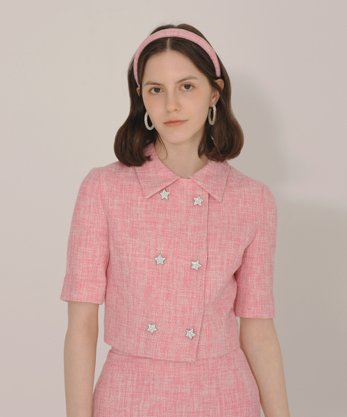 Crystal Buttons Detail Tweed Jacket