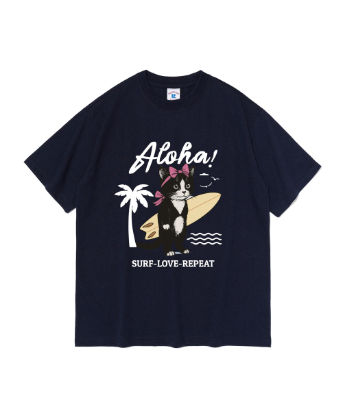 ROIDESROIS(ロワデロワ)の「アロハキトンキャットプリント半袖Tシャツ(ネイビー)(Tシャツ/カットソー・レディース・その他・M/L/2XL/XL/S)」の2枚目の写真