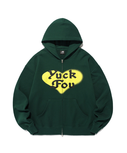セール】LOVE YUCK FOU HOODIE ZIP UP_KHAKI(NG2EFUM484A)（パーカー