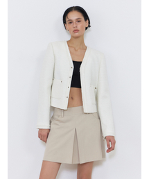 Rivet Pocket Tweed Jacket, Ivory