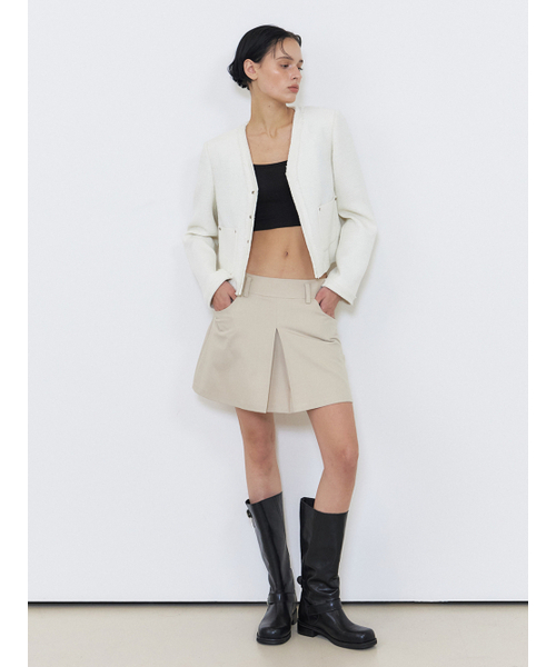 ETMON(エトモン)の「Rivet Pocket Tweed Jacket, Ivory(その他アウター・レディース・その他・S/M)」の2枚目の写真