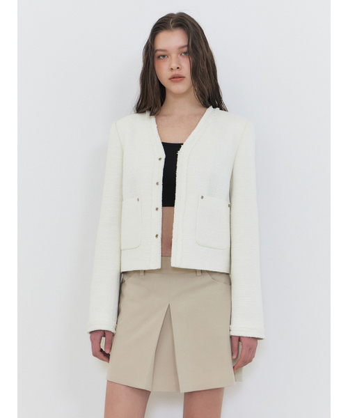 ETMON(エトモン)の「Rivet Pocket Tweed Jacket, Ivory(その他アウター・レディース・その他・S/M)」の5枚目の写真